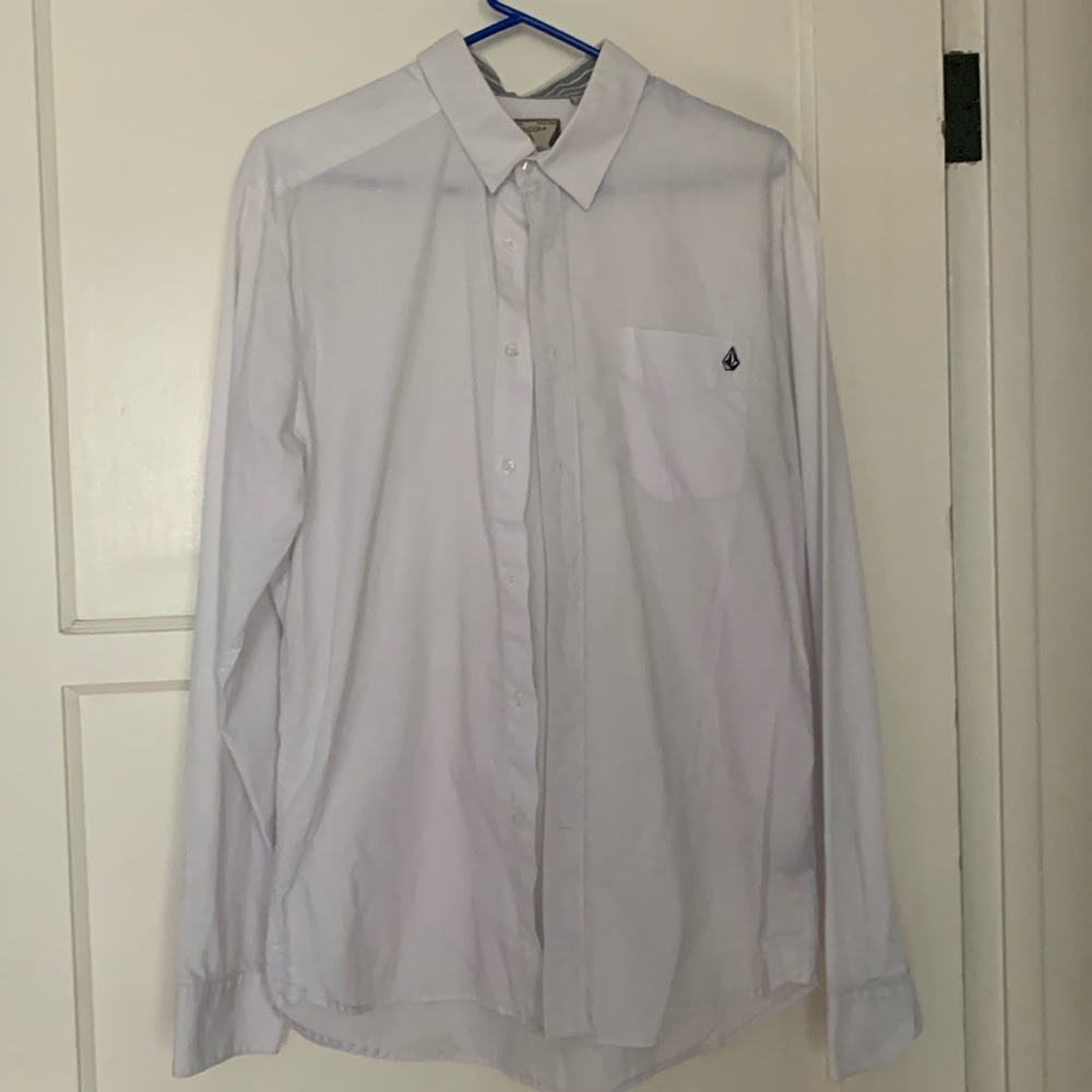 Long sleeve medium Volcom white dress uniform work server bartender shirt